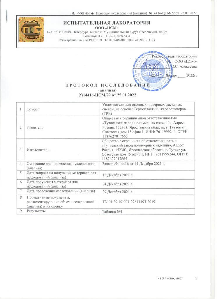 лист протокола